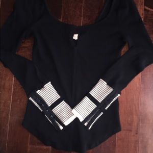 Free People Long Sleeve Henley Shirt.